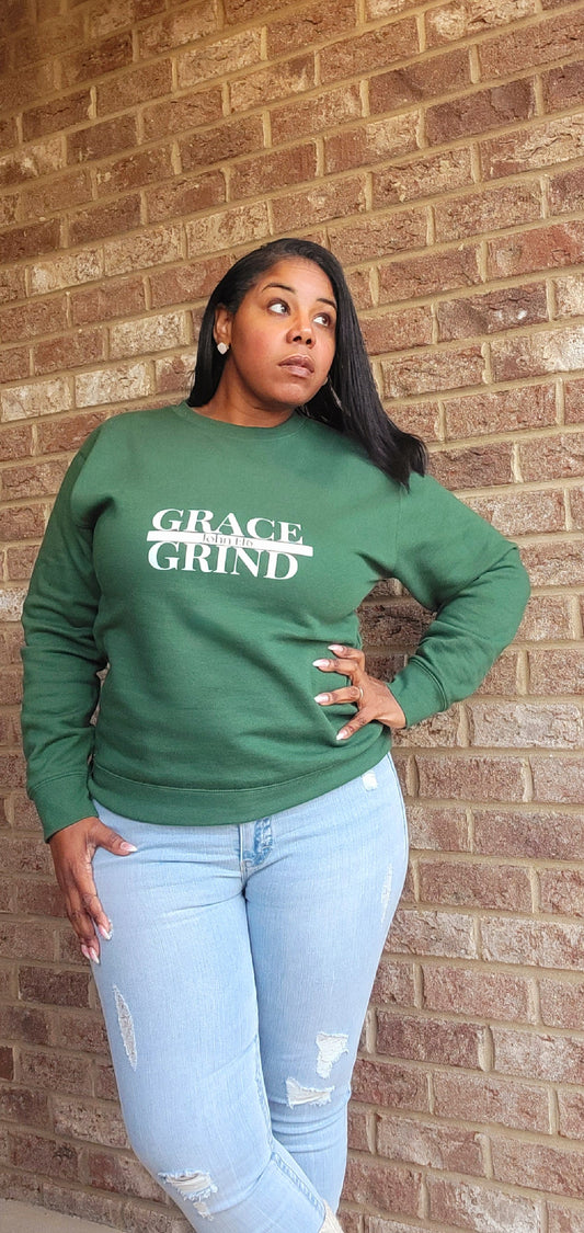 Grace Over Grind w/ Scripture Premium Sweatshirt-WHT