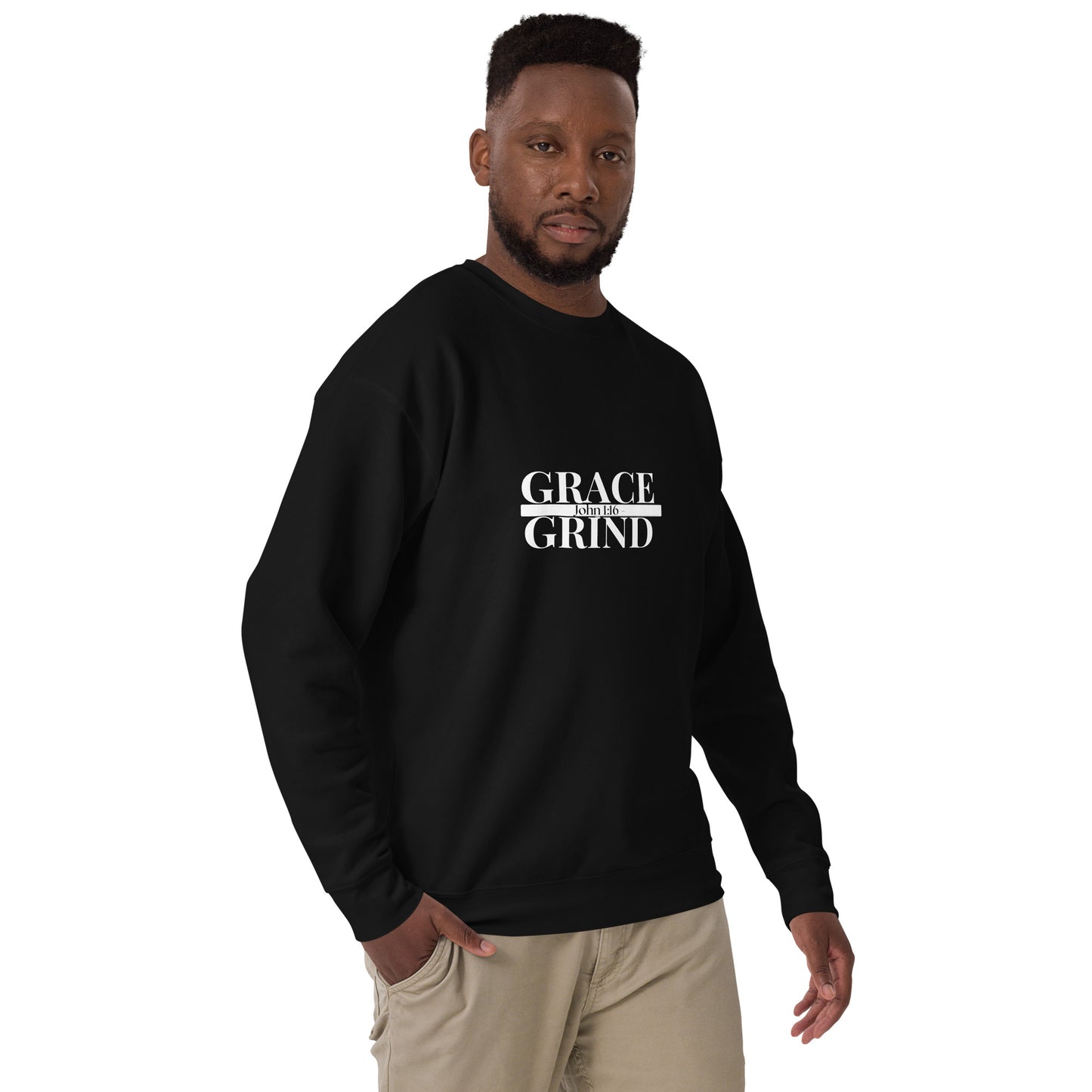 Grace Over Grind w/ Scripture Premium Sweatshirt-WHT