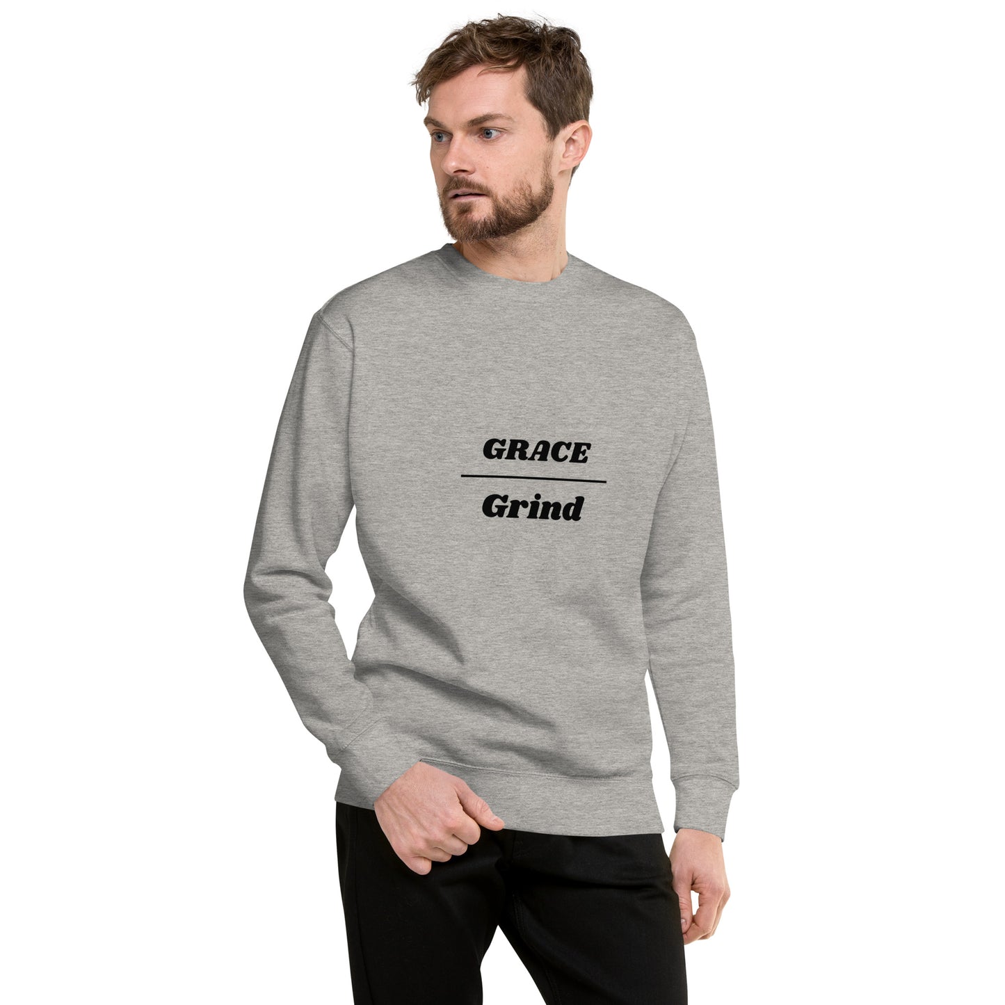 Grace Over Grind Unisex Premium Sweatshirt-BLK