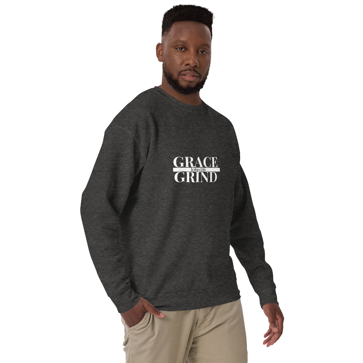 Grace Over Grind w/ Scripture Premium Sweatshirt-WHT