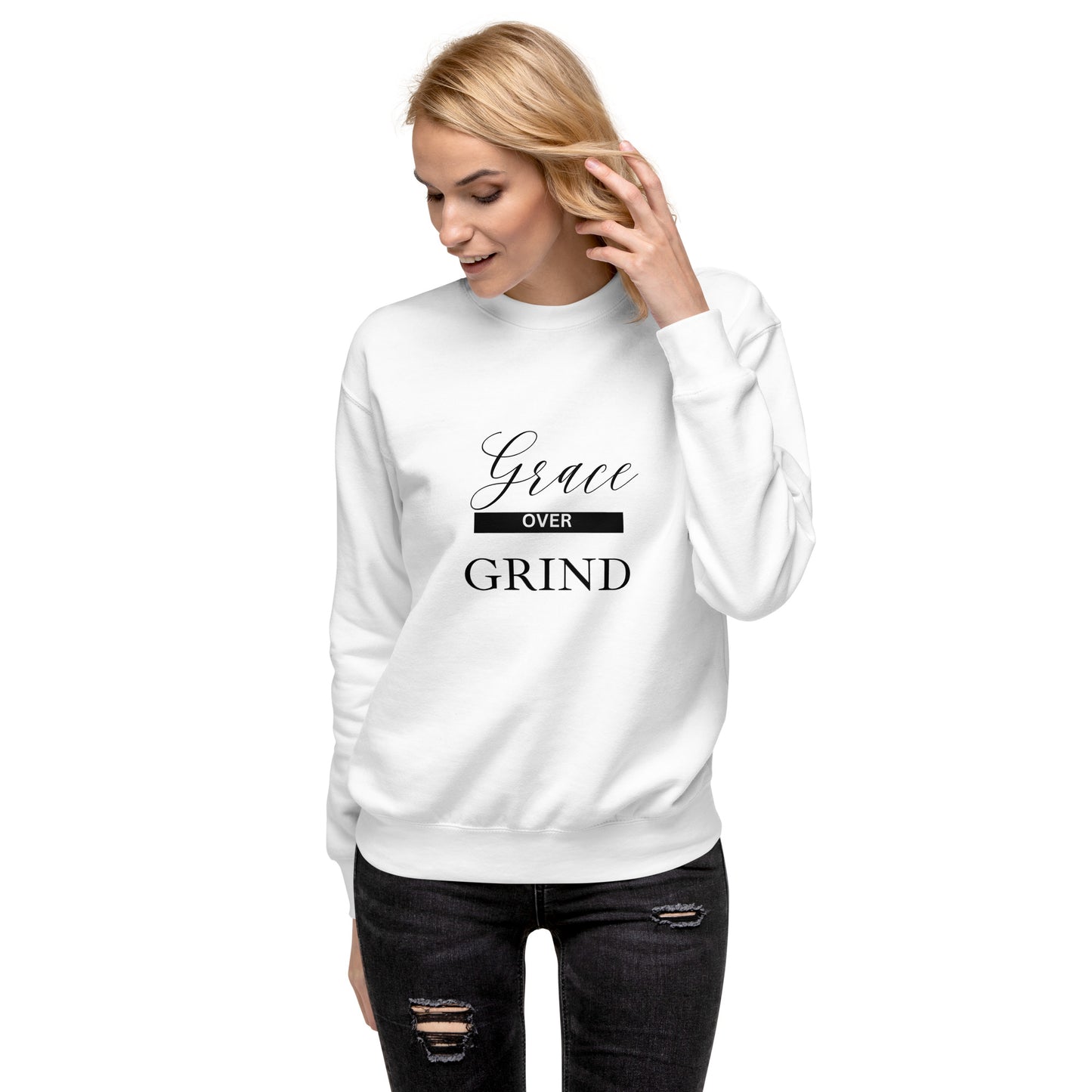 Grace Over Grind Premium Sweatshirt-BLK